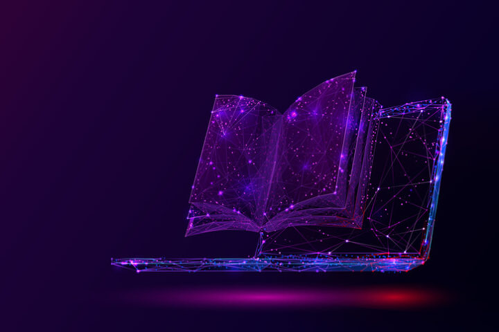 Laptop en boek illustratie